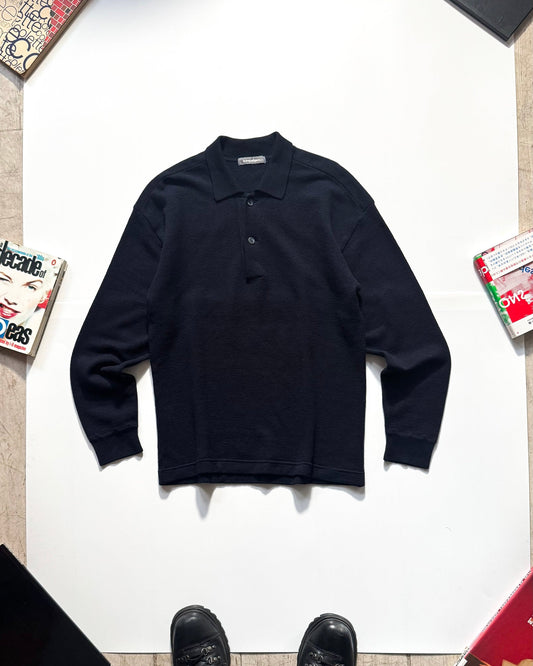 AW89 Navy Collared Button Up Knit Jumper (~M~)