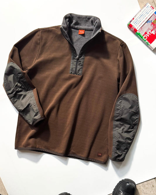 2000s Brown Panelled Quarter Zip Pullover (~ M~)