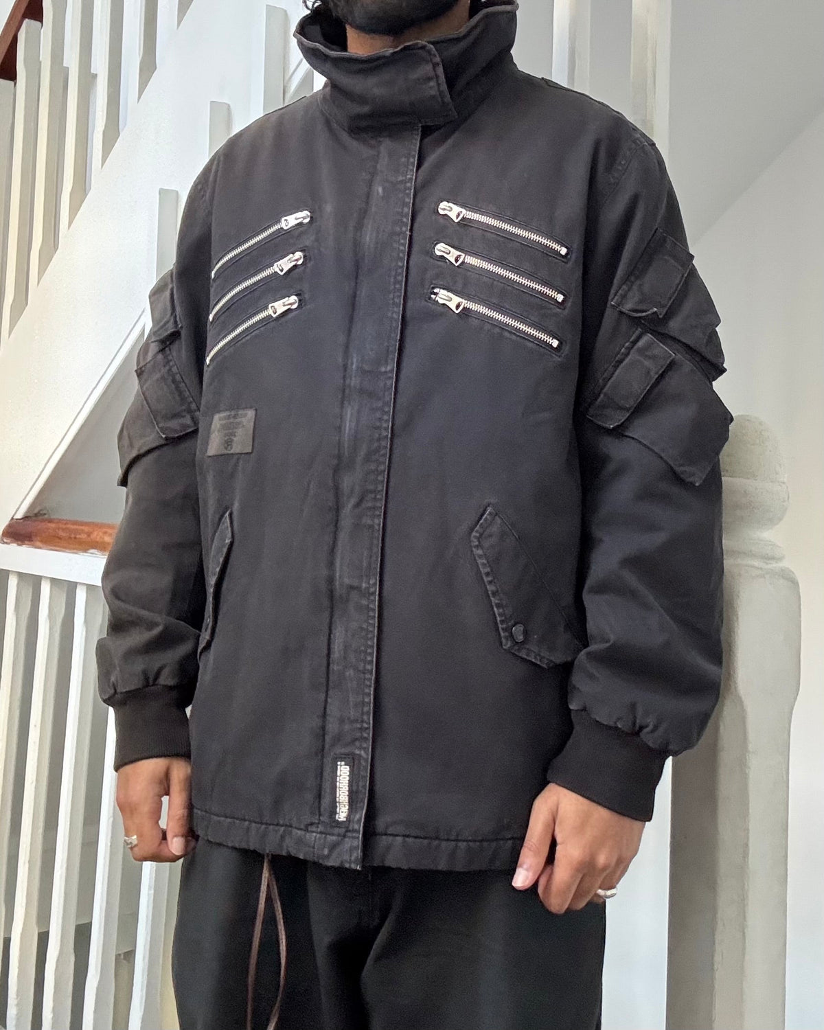 2002 Washed Black Cargo Moto / Astro Jacket (M~L)