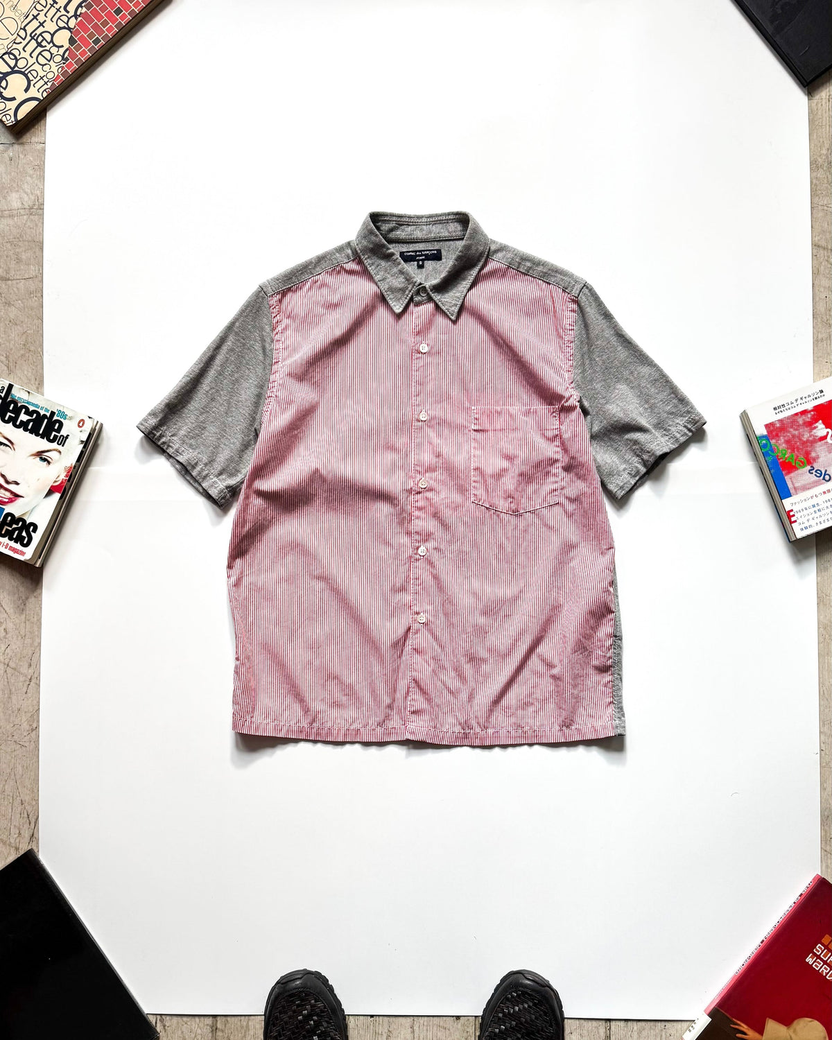 2004 Red Striped Short Sleeve Shirt (~M~)