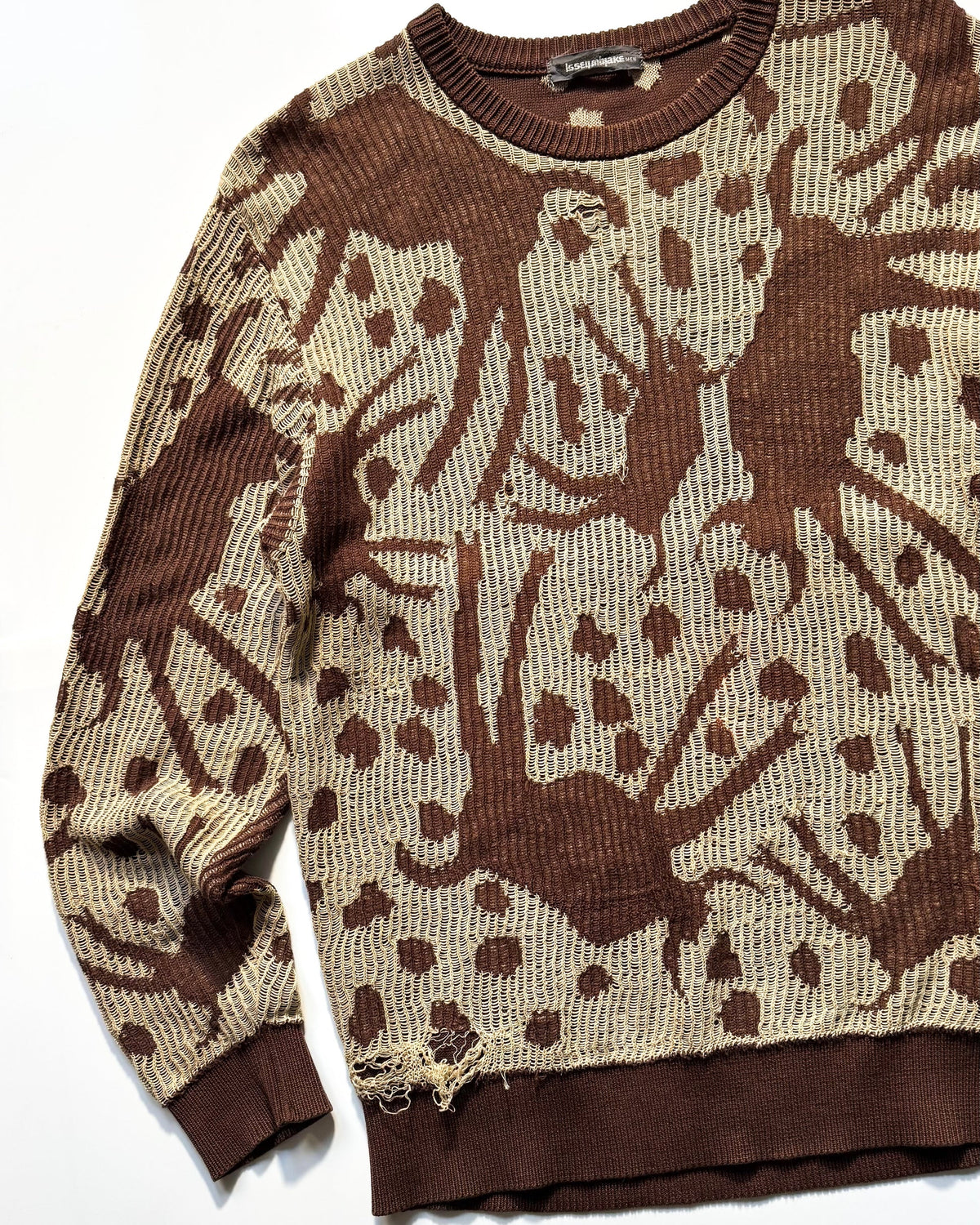 SS89 Layered Brown Beige Organic Pattern Knit Sweater / Jumper (M~L)