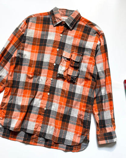 1999 Orange Plaid Parasite Pocket Button Up Shirt (~L~)