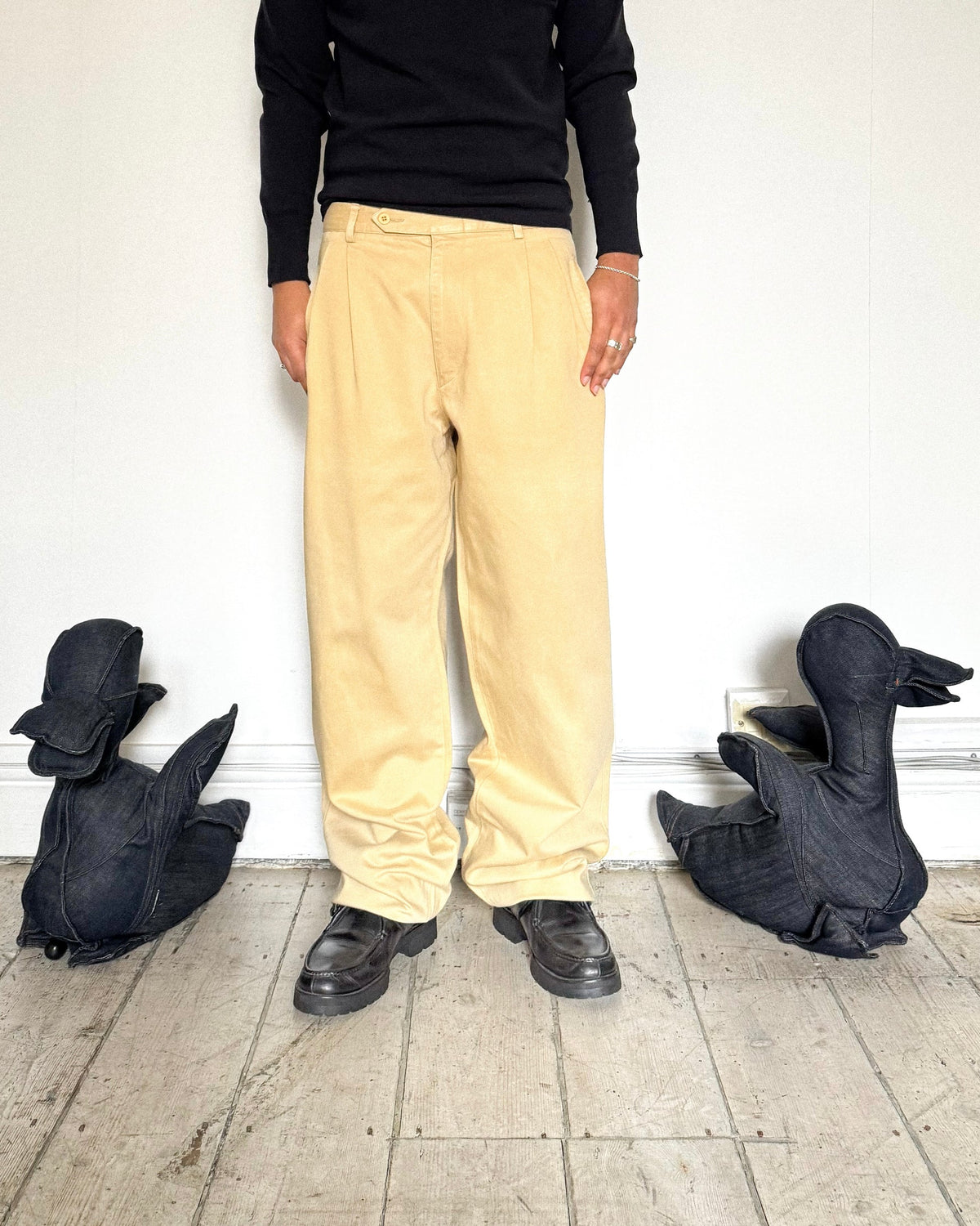 90s Beige Pleated Pants (34~36)