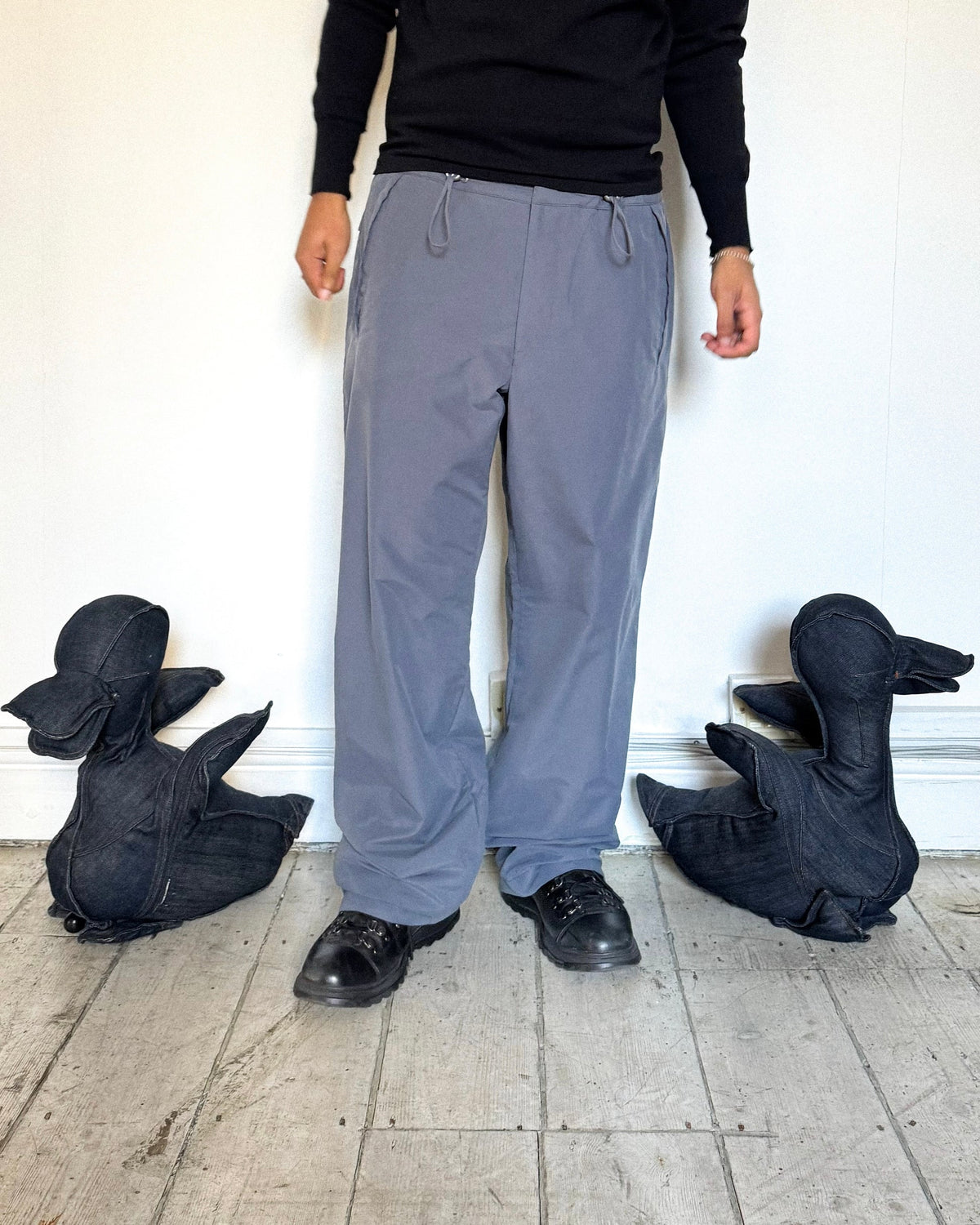 Early 2000s Clean Grey Tech Pants (33~36)