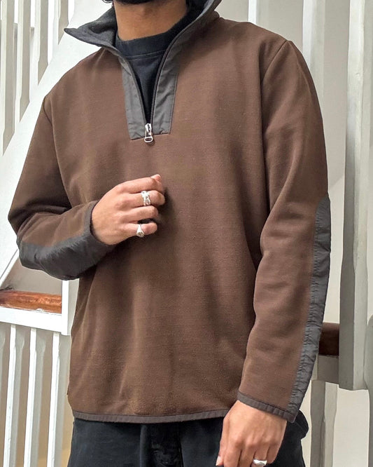 2000s Brown Panelled Quarter Zip Pullover (~ M~)