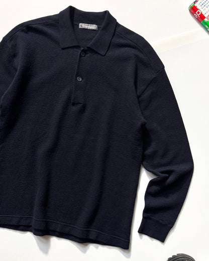 AW89 Navy Collared Button Up Knit Jumper (~M~)