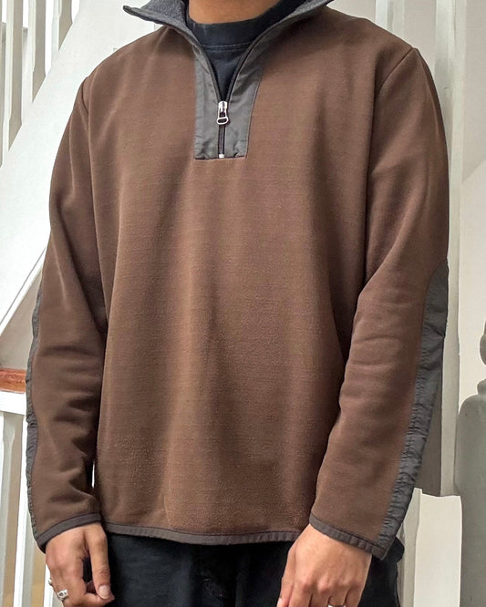2000s Brown Panelled Quarter Zip Pullover (~ M~)