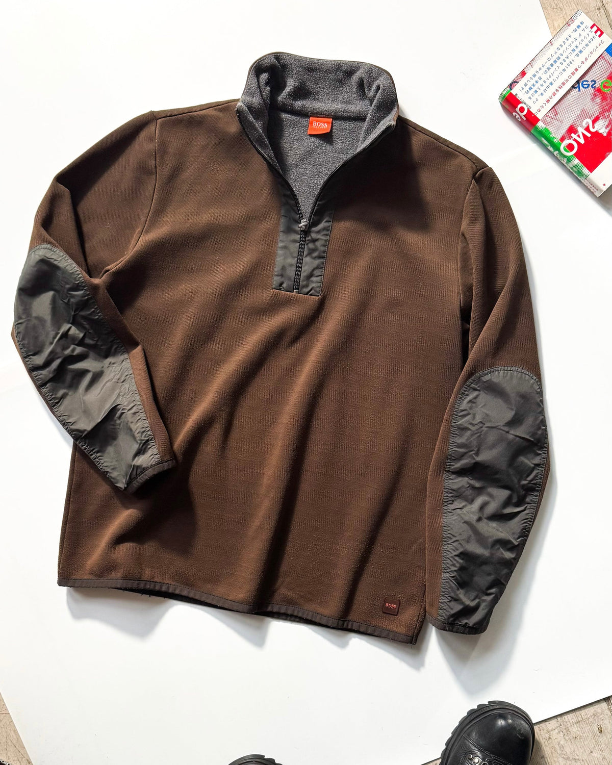 2000s Brown Panelled Quarter Zip Pullover (~ M~)