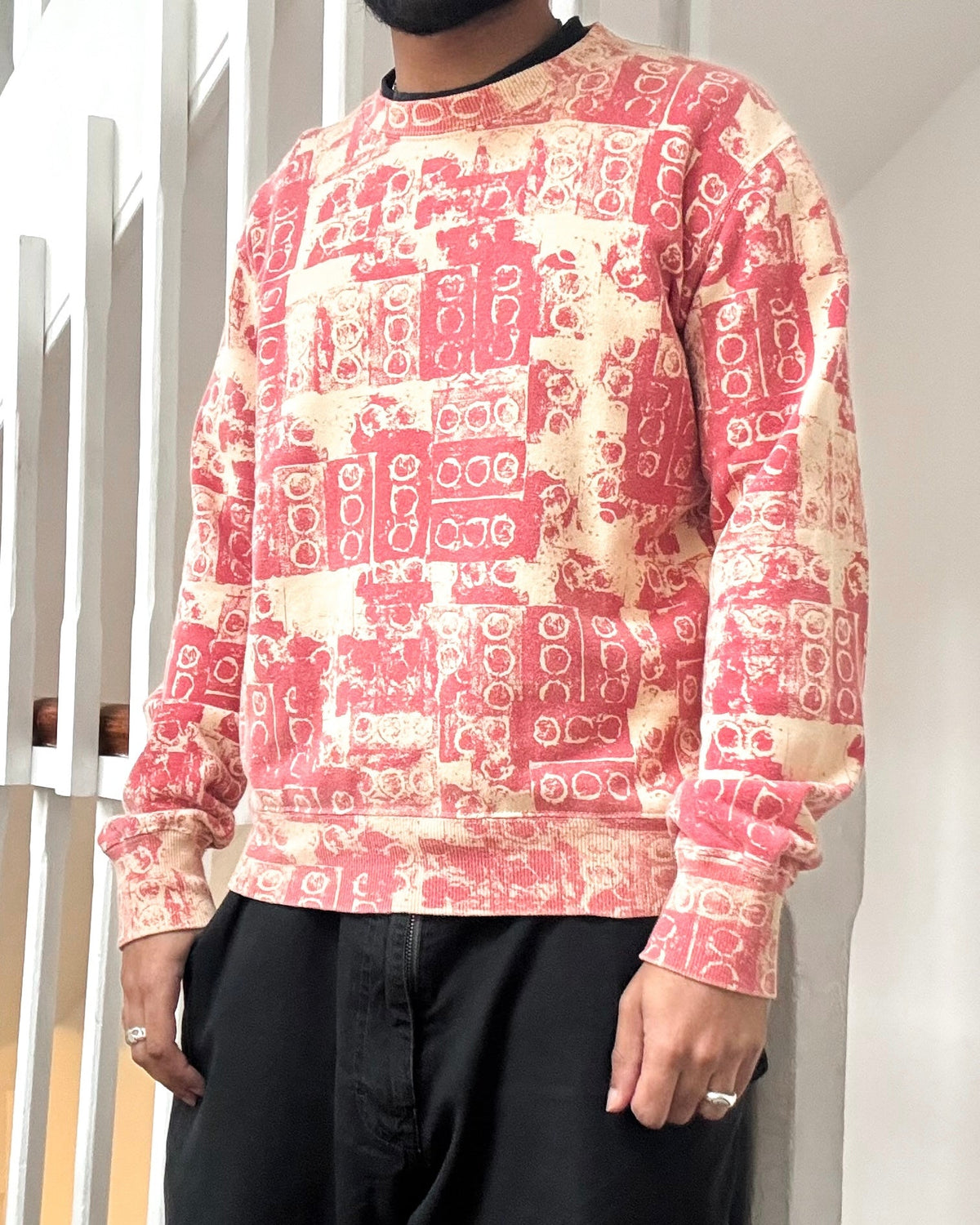 2007 Cream / Dusty Pink Speaker Print Jumper (~M~)