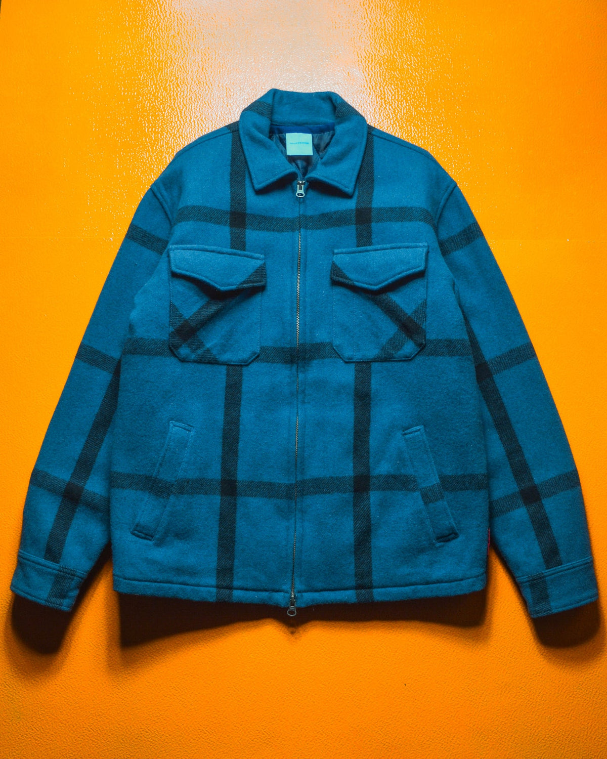 90s Lined Wool Blue Check Jacket (~M~)